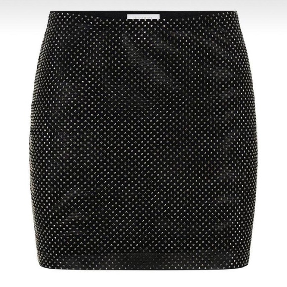 NWT Meshki Andrea Diamante Mini Skirt in Black - Picture 3 of 7
